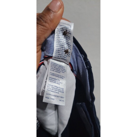 Tommy Hilfiger Pants Mens 42x30 Blue Chino Flat Front Straight Leg - Picture 14 of 16